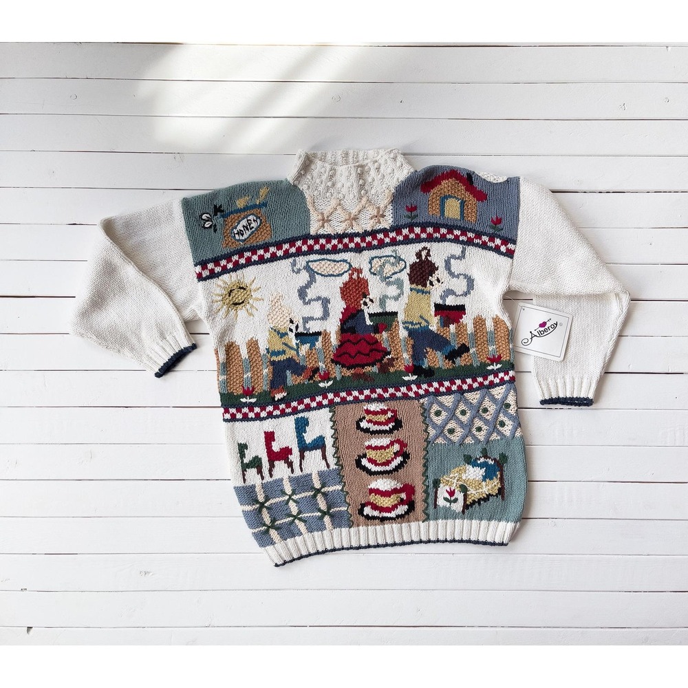 Alberoy vtg Goldilocks & the Three Bears fairytale novelty sweater